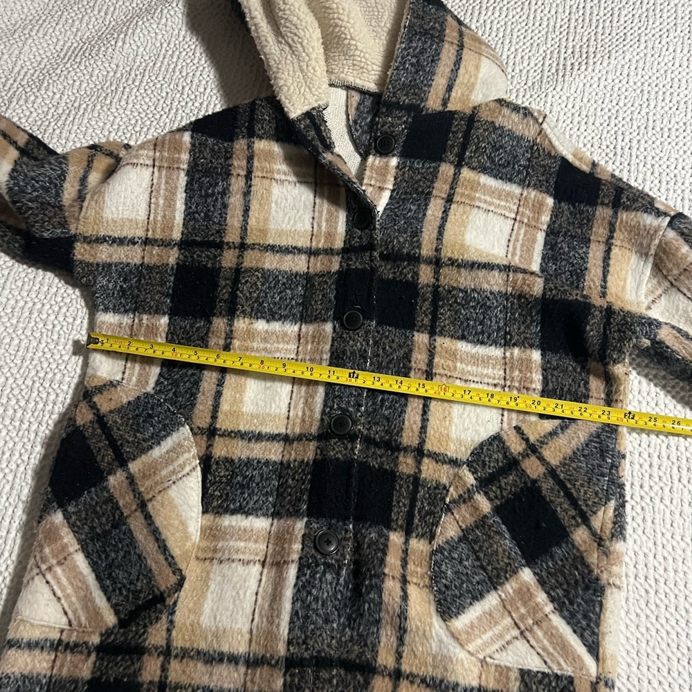 Design Lab Tan Cottagecore Plaid Barn Coat Casual Shacket size Large - Picture 12 of 13